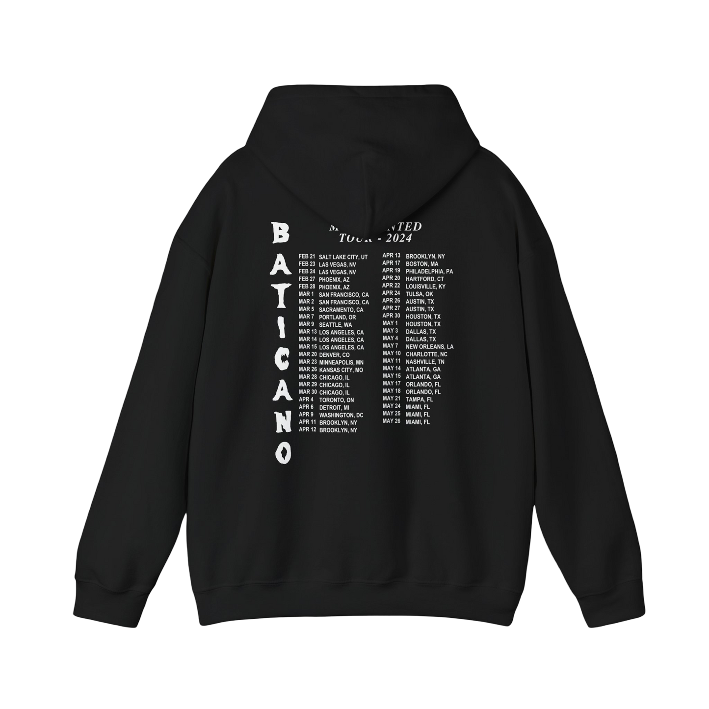 MOST WANTED TOUR - BATICANO TOUR DATES HOODIE BLACK