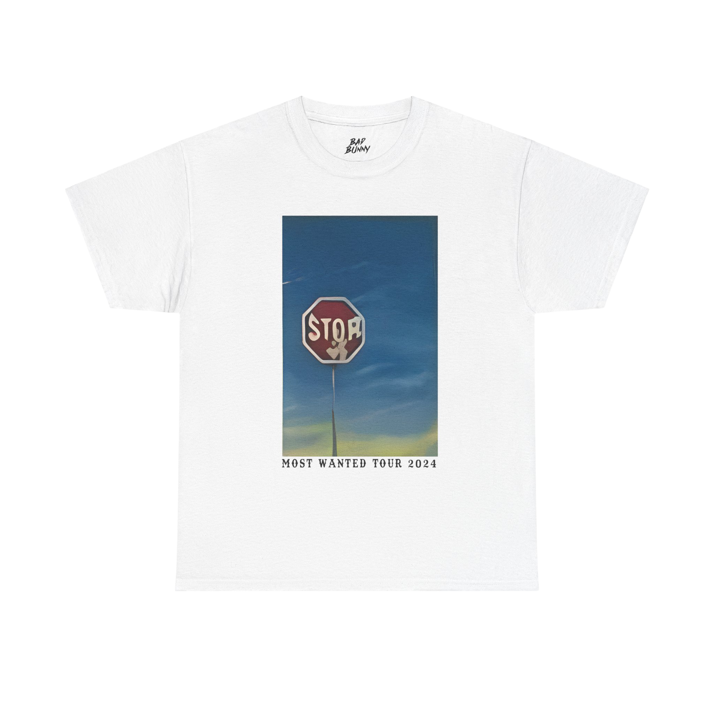 MOST WANTED TOUR - STOP SIGN TOUR DATES WHITE COTTON TEE