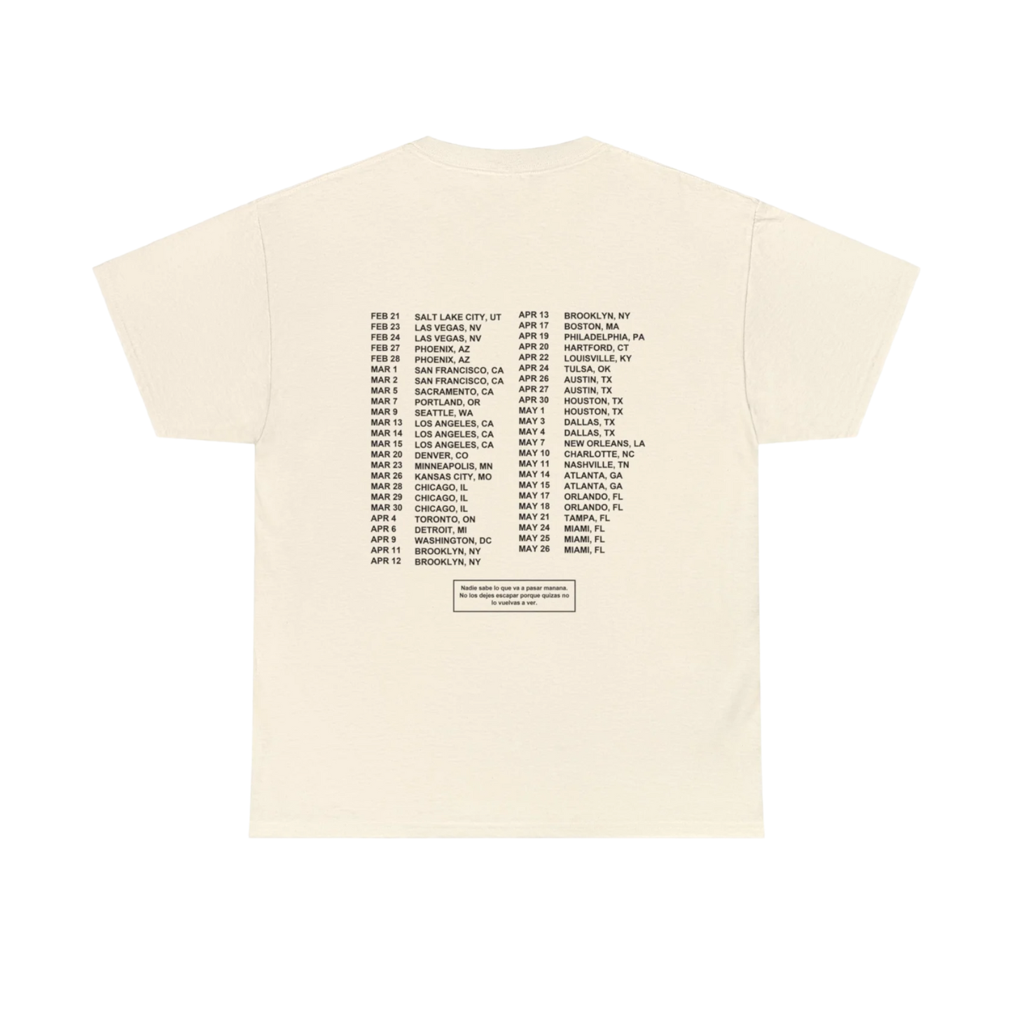 MOST WANTED TOUR - MOST WANTED TOUR DATES NATURAL COTTON TEE